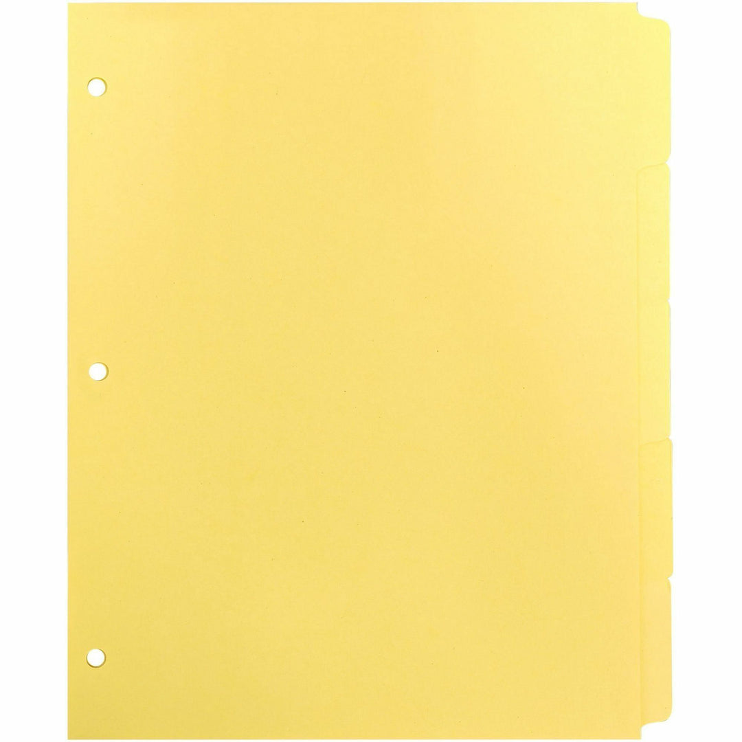 Image of Business Source Plain Tab Indexes,3HP,5-Tab,11"x8-1/2",36 Sets/BX,Canary