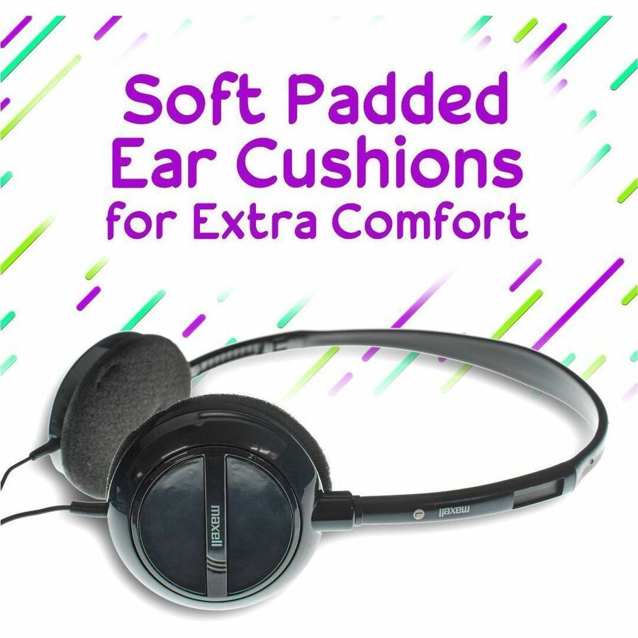 Image of Maxell® HP-200 Stereo Headphones, 4 ft Cord, Silver