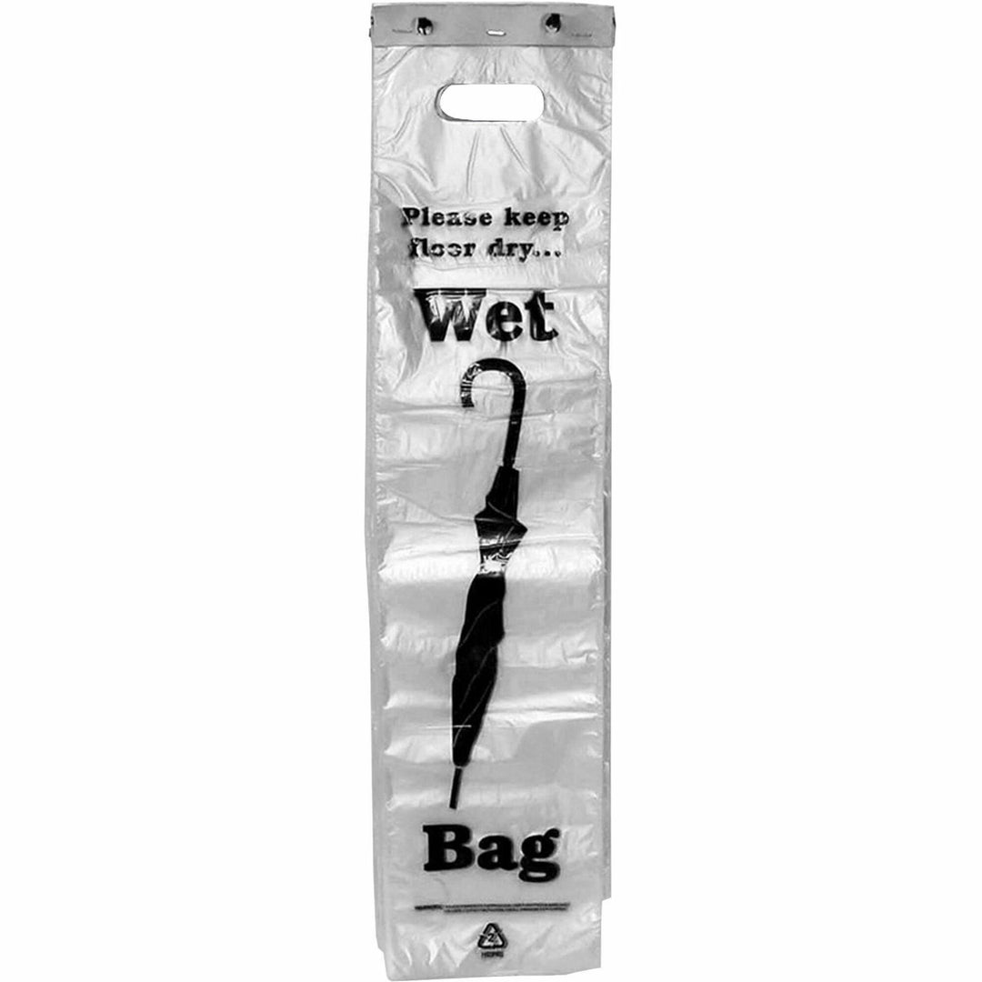 Image of Tatco 57010 Wet Umbrella Bags, 31" L x 7" Width, Clear, Black, Plastic, Umbrella, 1 Carton