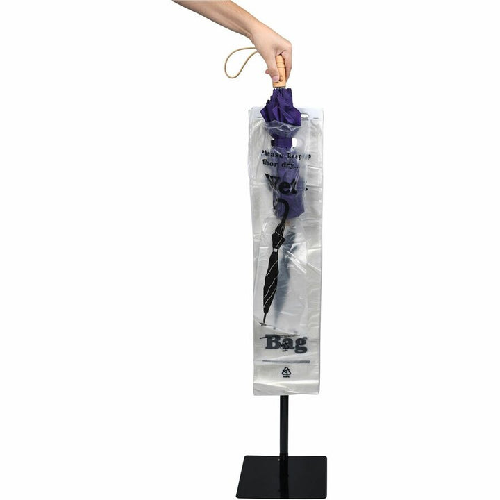 Image of Tatco 57010 Wet Umbrella Bags, 31" L x 7" Width, Clear, Black, Plastic, Umbrella, 1 Carton