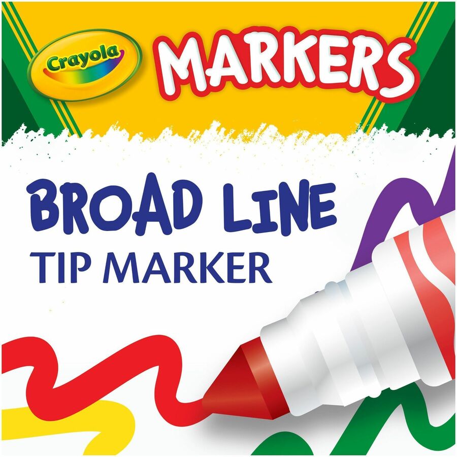 Image of Crayola 58-7722 Classic Colors Broad Line Markers, Brown, Purple, Red, Orange, Yellow, Green, Black, Gray, Pink, Blue Ink, 10 / Set