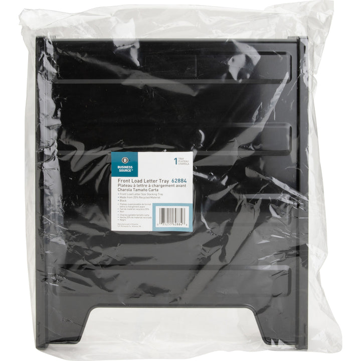 Image of Business Source Letter Tray,Front Load,Stackable,10-1/2"x12-1/2"x3",Black