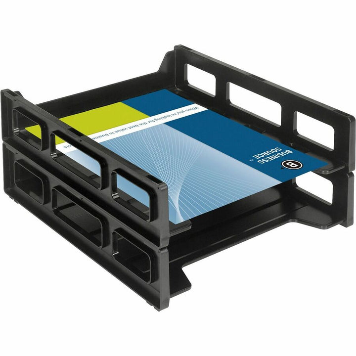 Image of Business Source Letter Tray,Front Load,Stackable,10-1/2"x12-1/2"x3",Black