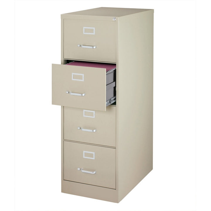 Image of Lorell Vertical File, 4-Drawer, Legal, 18"x26-1/2"x52", Putty