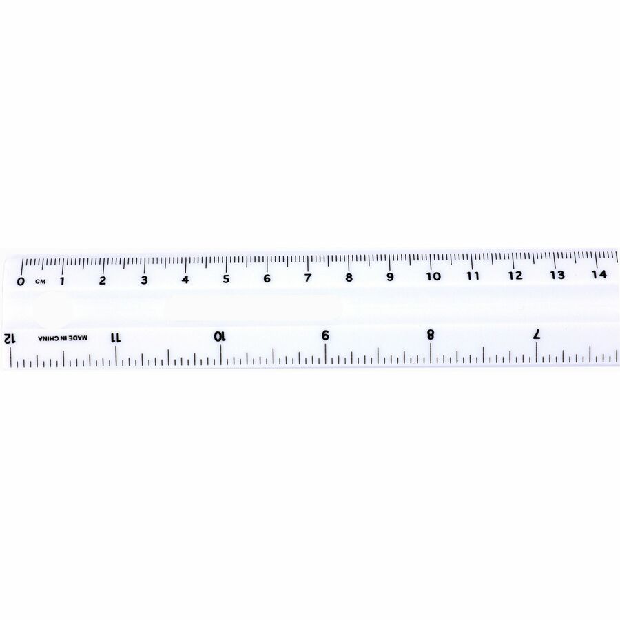 Image of Business Source Plastic Ruler, Beveled Edges, 12"L, White