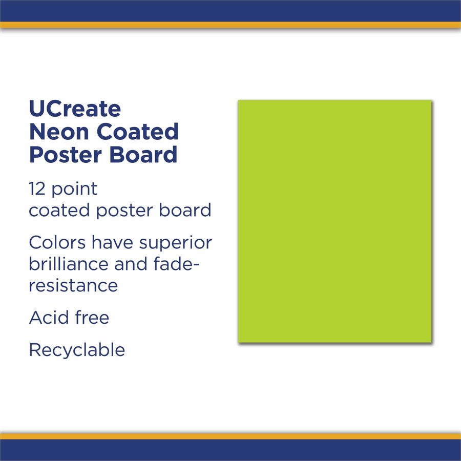 Image of Pacon® Poster Board,Fade-Resistant,28"x22",25/CT,Neon Hot Lime