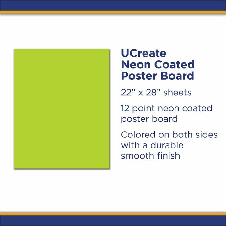 Image of Pacon® Poster Board,Fade-Resistant,28"x22",25/CT,Neon Hot Lime