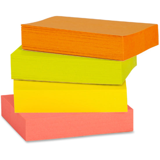 Image of Business Source Adhesive Notes,Plain,1-1/2"x2",100 Sh/PD,12PD/PK,Neon