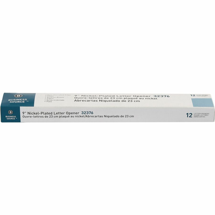 Image of Business Source Letter Opener, Nickel Plated, 9"L, Silver