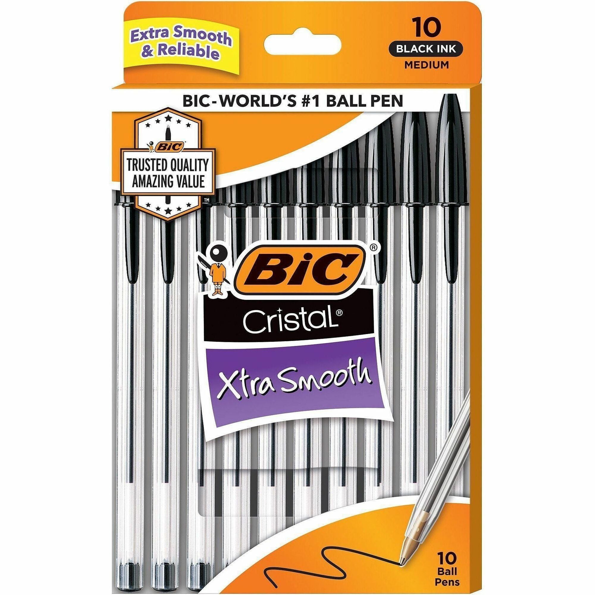 Ball Point Small Point BIC Stic Ballpoint Pen,Medium Point,10/PK,Black Ink/Clear... AB1Supply