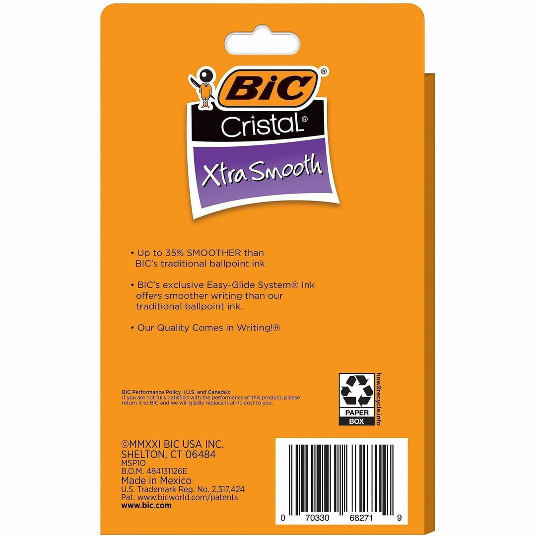 Image of BIC® Stic Ballpoint Pen,Medium Point,10/PK,Black Ink/Clear Barrel