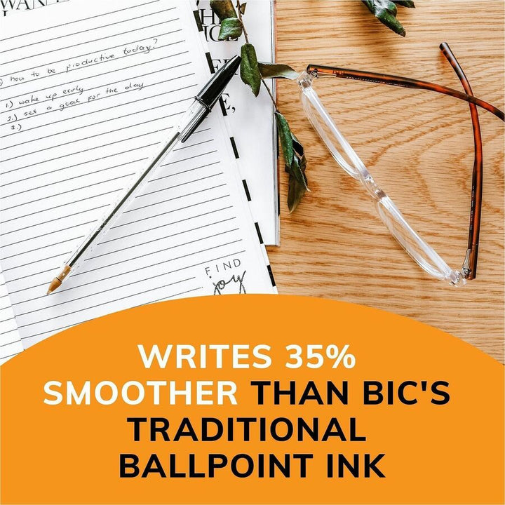 Image of BIC® Stic Ballpoint Pen,Medium Point,10/PK,Black Ink/Clear Barrel