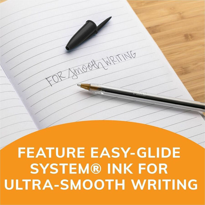 Image of BIC® Stic Ballpoint Pen,Medium Point,10/PK,Black Ink/Clear Barrel