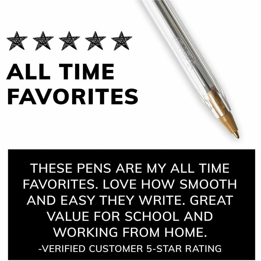 Image of BIC® Stic Ballpoint Pen,Medium Point,10/PK,Black Ink/Clear Barrel