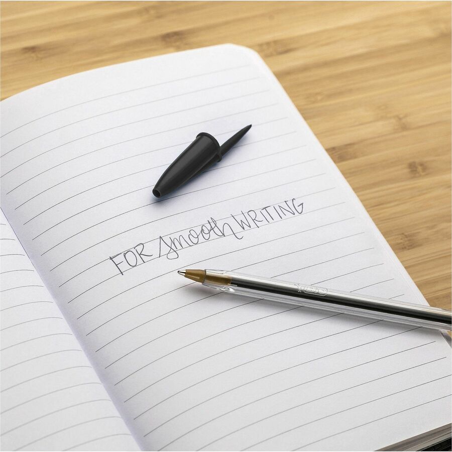 Image of BIC® Stic Ballpoint Pen,Medium Point,10/PK,Black Ink/Clear Barrel