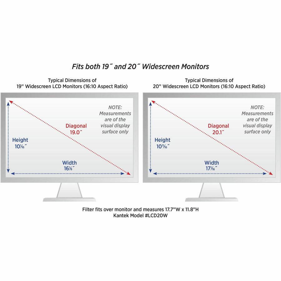 Image of Kantek LCD20W LCD Protect Anti-Glare Filter, For 20" WidescreenMonitor, Scratch Resistant, Acrylic, Anti-glare, 1 Each