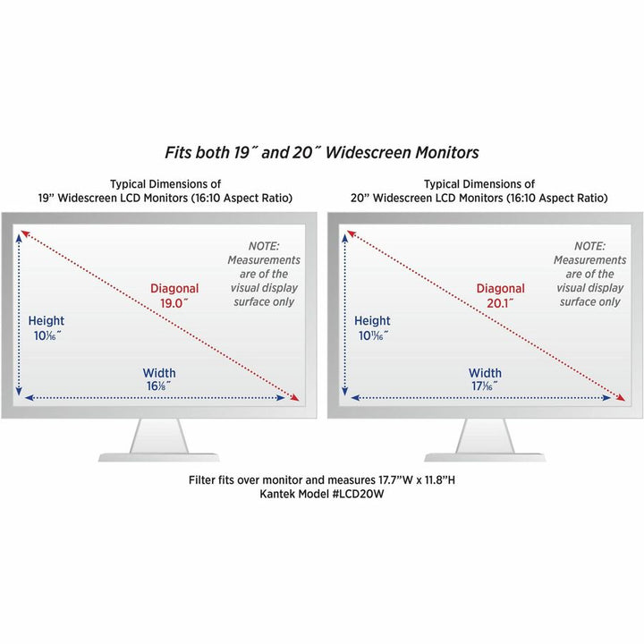 Image of Kantek LCD20W LCD Protect Anti-Glare Filter, For 20" WidescreenMonitor, Scratch Resistant, Acrylic, Anti-glare, 1 Each