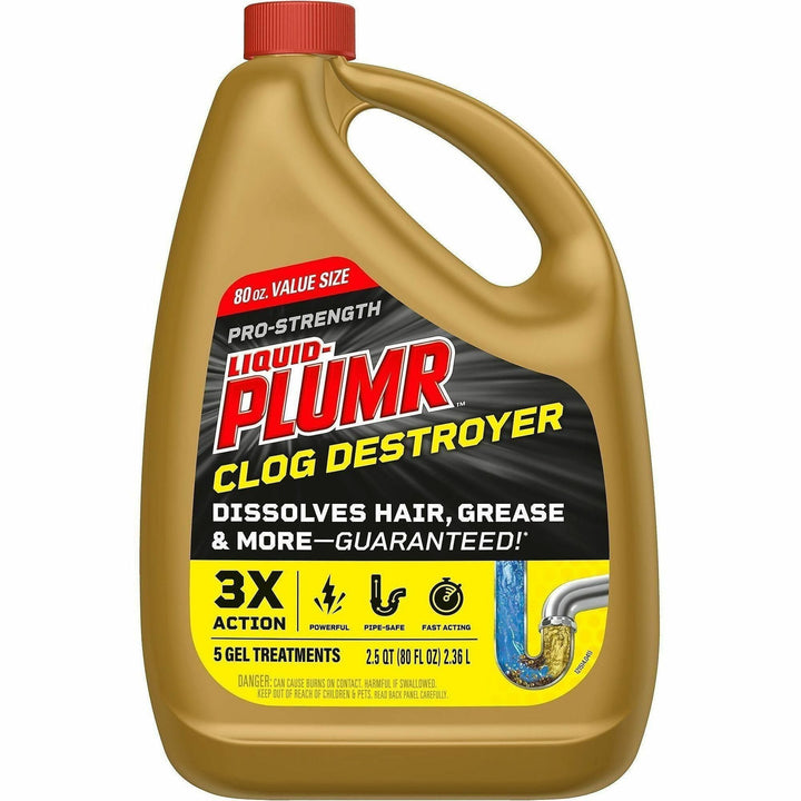 Image of Liquid-Plumr 00228 Pro-Strength Clog Destroyer Gel, For Multipurpose, Gel, 80 fl oz (2.5 quart), Biodegradable, Phosphorous-free, Multi, 1 Each