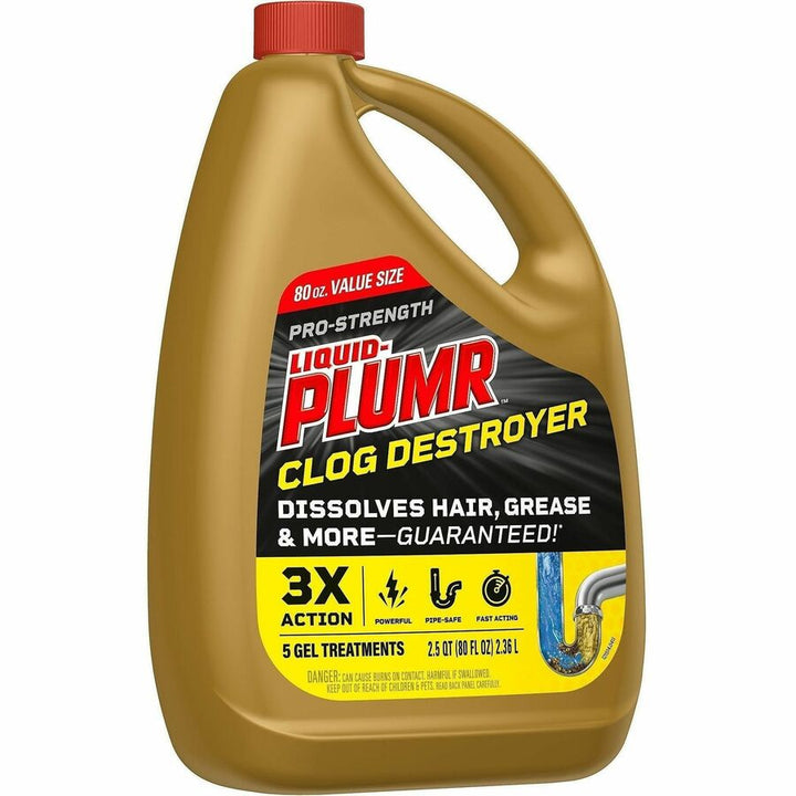 Image of Liquid-Plumr 00228 Pro-Strength Clog Destroyer Gel, For Multipurpose, Gel, 80 fl oz (2.5 quart), Biodegradable, Phosphorous-free, Multi, 1 Each
