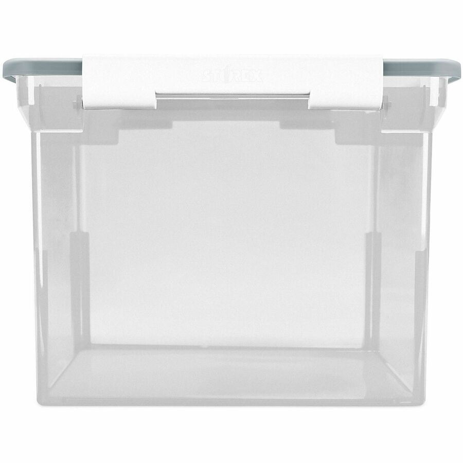 Image of Storex Portable File Tote With Locking Handles, Letter/legal Files, 18.5" X 14.25" X 10.88", Clear/silver