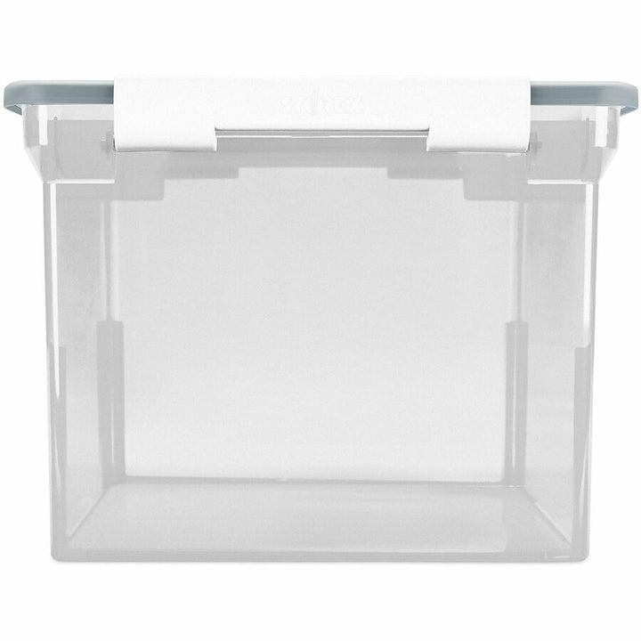 Image of Storex Portable File Tote With Locking Handles, Letter/legal Files, 18.5" X 14.25" X 10.88", Clear/silver