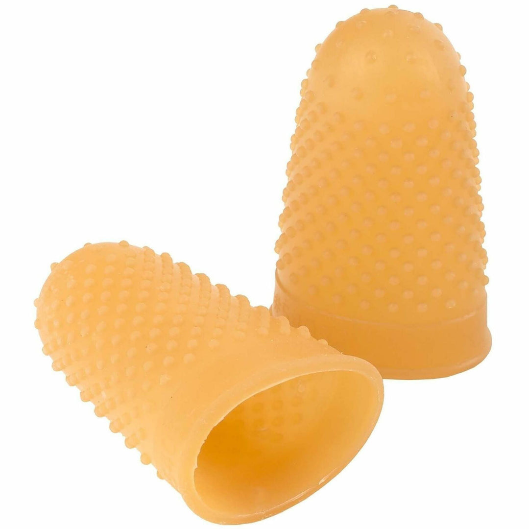 Image of ACCO S7054032 Rubber Finger Tips, #12 with 0.69" Diameter, Medium/Large Size, Rubber, Amber, 12 / Box