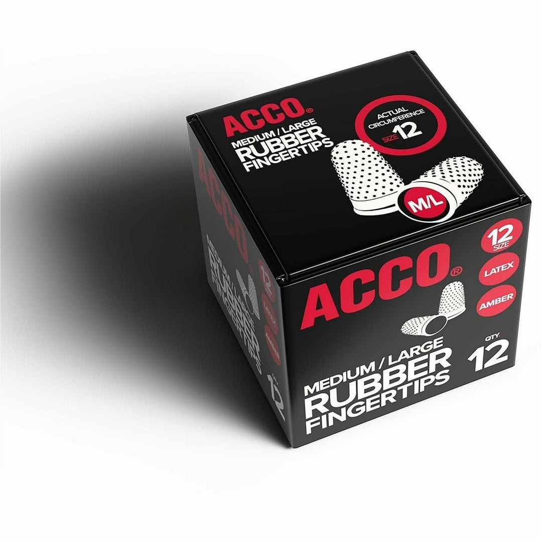 Image of ACCO S7054032 Rubber Finger Tips, #12 with 0.69" Diameter, Medium/Large Size, Rubber, Amber, 12 / Box