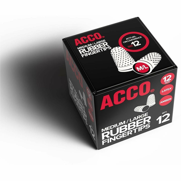 Image of ACCO S7054032 Rubber Finger Tips, #12 with 0.69" Diameter, Medium/Large Size, Rubber, Amber, 12 / Box