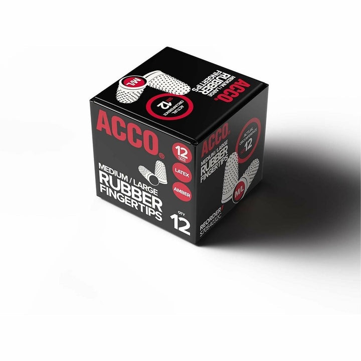 Image of ACCO S7054032 Rubber Finger Tips, #12 with 0.69" Diameter, Medium/Large Size, Rubber, Amber, 12 / Box