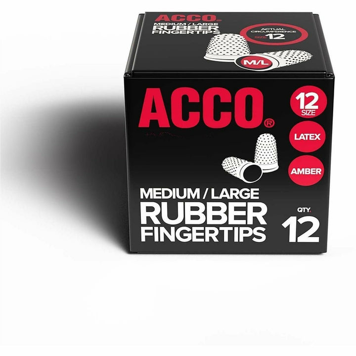 Image of ACCO S7054032 Rubber Finger Tips, #12 with 0.69" Diameter, Medium/Large Size, Rubber, Amber, 12 / Box