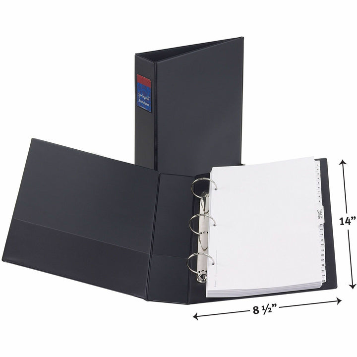 Image of Avery® Round Ring Binder, 3 Ring, 2" Cap., 2 Pkt., 14"x8-1/2", BK