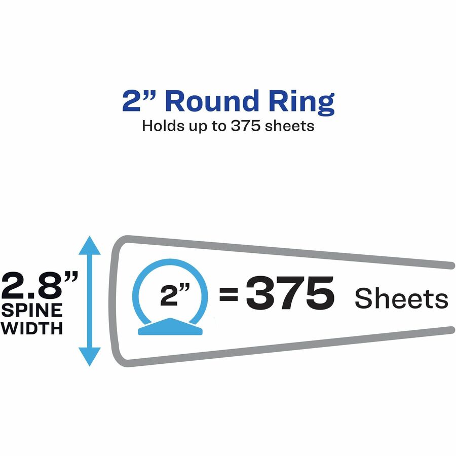 Image of Avery® Round Ring Binder, 3 Ring, 2" Cap., 2 Pkt., 14"x8-1/2", BK
