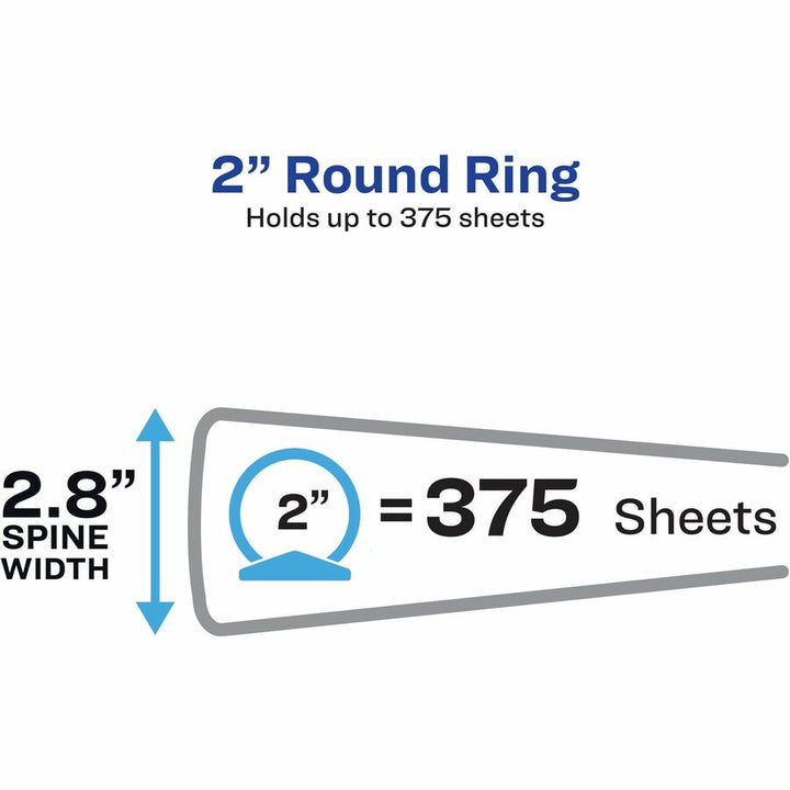 Image of Avery® Round Ring Binder, 3 Ring, 2" Cap., 2 Pkt., 14"x8-1/2", BK