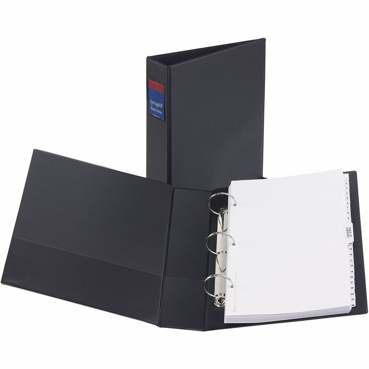 Image of Avery® Round Ring Binder, 3 Ring, 2" Cap., 2 Pkt., 14"x8-1/2", BK