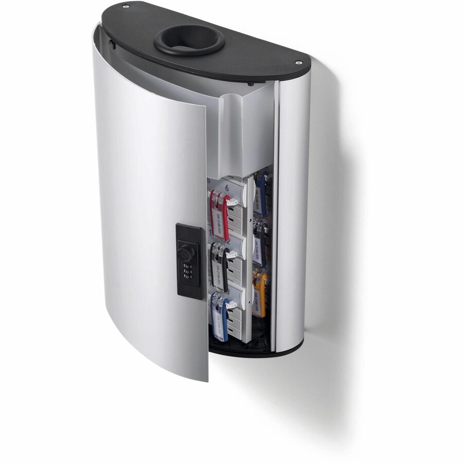 Image of Durable® Key Box Plus, 54-Key, Brushed Aluminum, Silver, 11.75 x 4.63 x 15.75
