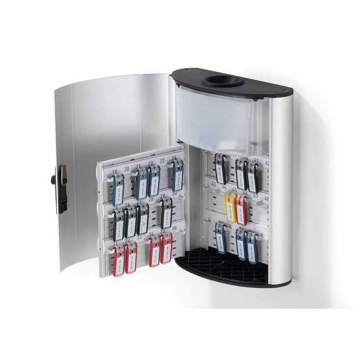 Image of Durable® Key Box Plus, 54-Key, Brushed Aluminum, Silver, 11.75 x 4.63 x 15.75