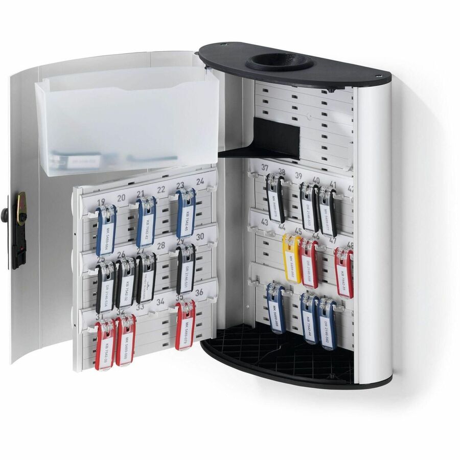 Image of Durable® Key Box Plus, 54-Key, Brushed Aluminum, Silver, 11.75 x 4.63 x 15.75
