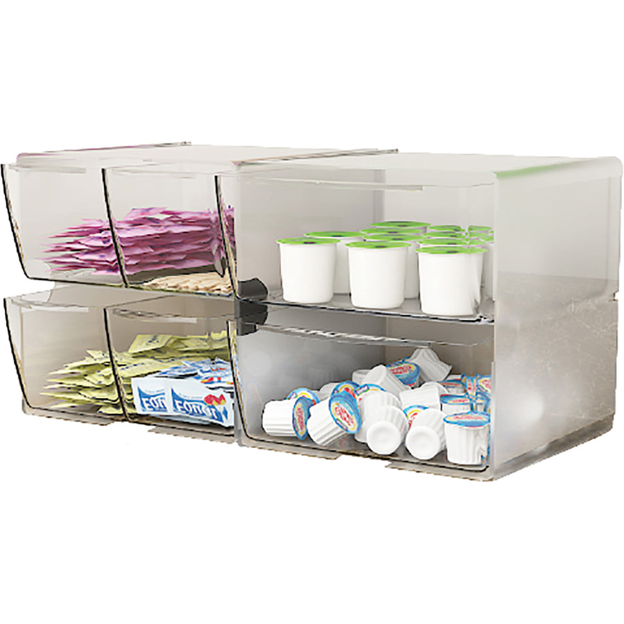 Image of deflecto® Stackable Cube Organizer, 4 Compartments, 4 Drawers, Plastic, 6 x 7.2 x 6, Clear