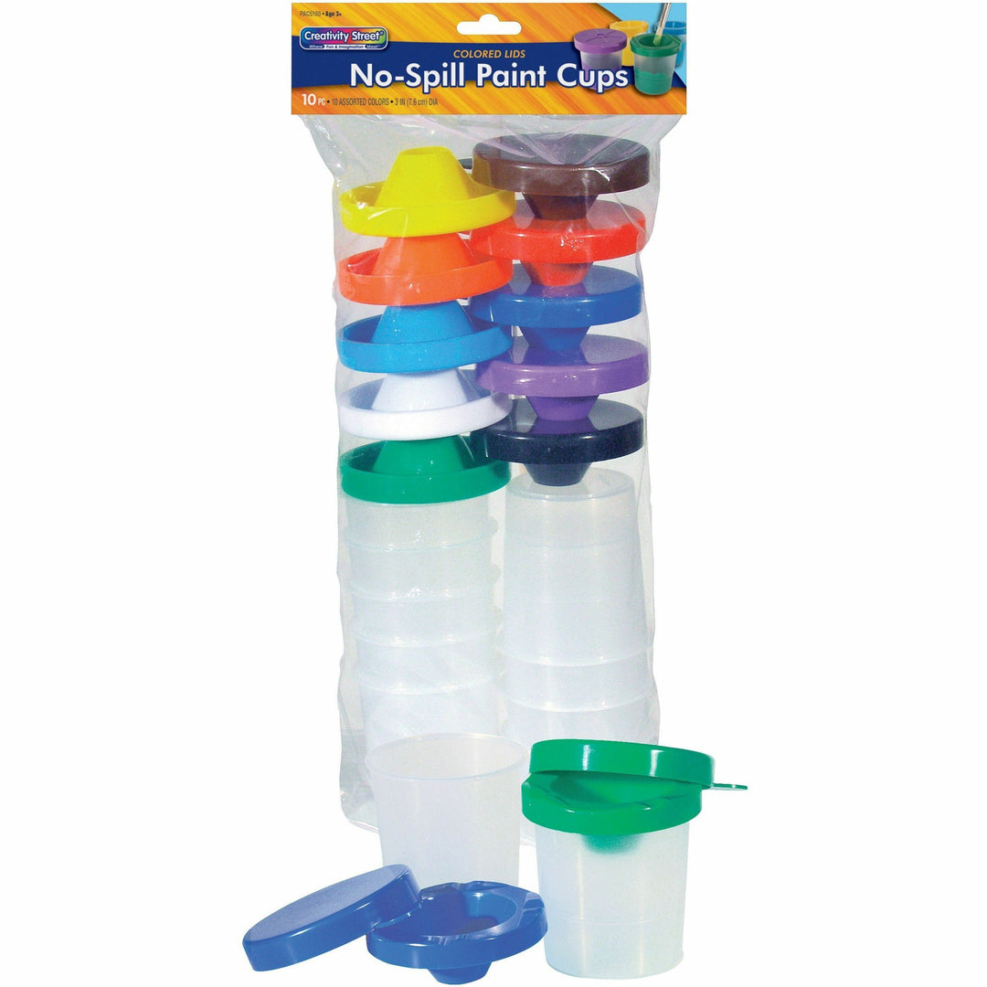 Image of Creativity Street 5100 No-Spill Round Paint Cups With Colored Lids, Assorted, 1 Set