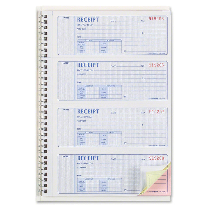Image of Rediform® Money Receipt Book, FormGuard Cover, Three-Part Carbonless, 7 x 2.75, 4 Forms/Sheet, 100 Forms Total