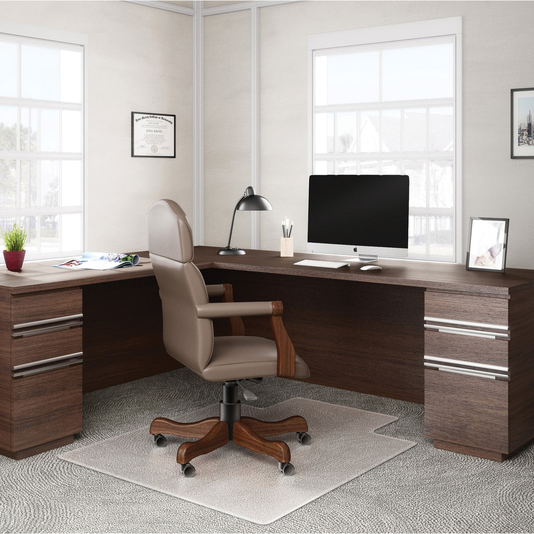 Image of deflecto® Chair Mat, w/ Lip, 46"x60", Beveled Edge, Clear
