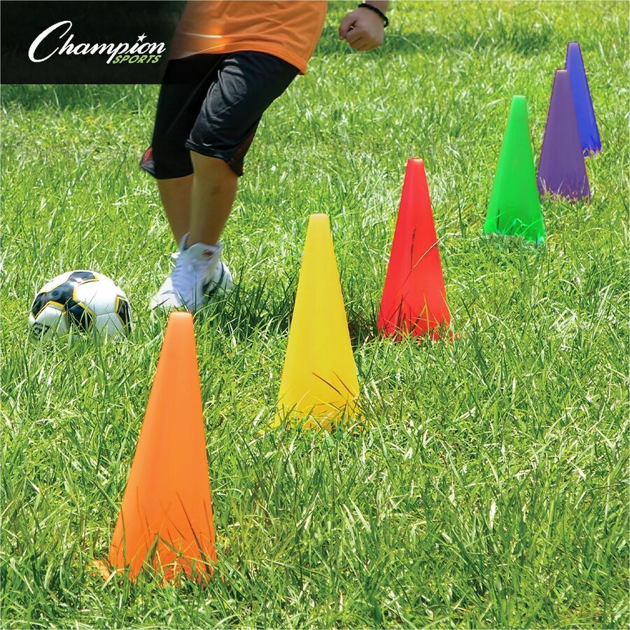 Image of Champion Sports TC9SET High Visibility Plastic Cone Set, Fluorescent Orange, Plastic, 1 Set