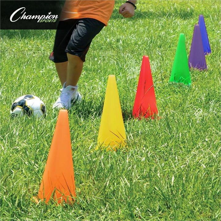 Image of Champion Sports TC9SET High Visibility Plastic Cone Set, Fluorescent Orange, Plastic, 1 Set