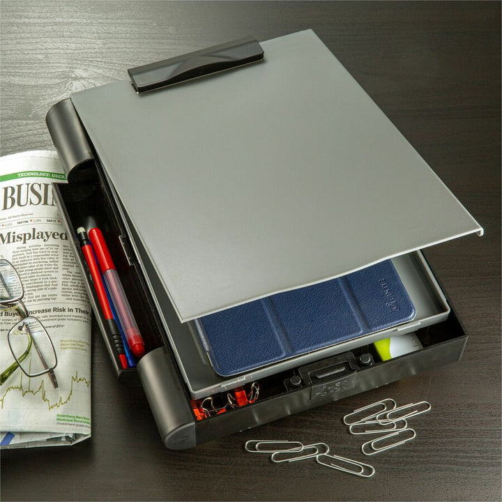 Image of Officemate Plastic Form Holder,Double Storage,2 Clip,9"x12",BK/GY