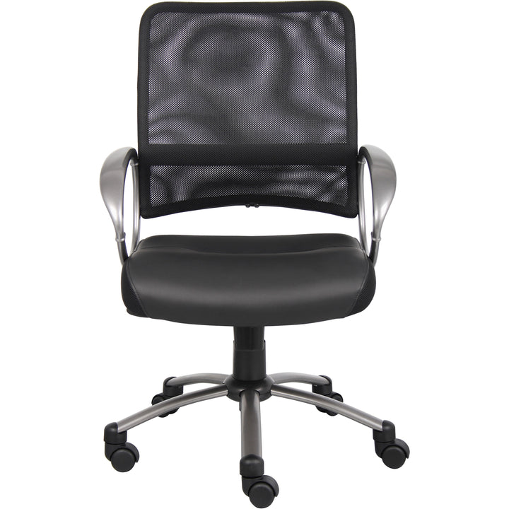 Image of Lorell 69518 Mesh Mid-Back Task Chair, Black Seat Color, Leather Seat Material, 5-star Base, Black, 1 Each