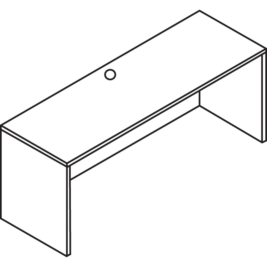 Image of Lorell 69412 Essentials Series Credenza Shell, 29.5" H x 70.9" W x 23.6" Depth, Finish: Cherry, Laminate, Grommet, 1 Each