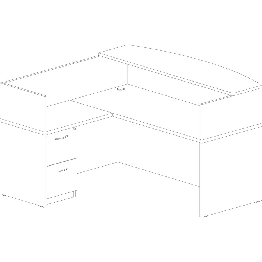 Image of Lorell Desk Shell, Bowfront, 72"x41-2/5"x29-1/2", Mahogany