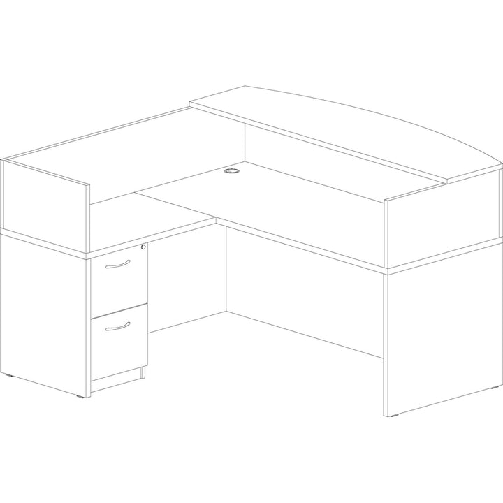 Image of Lorell Desk Shell, Bowfront, 72"x41-2/5"x29-1/2", Mahogany