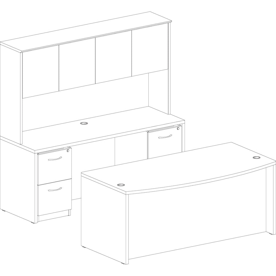 Image of Lorell Desk Shell, Bowfront, 72"x41-2/5"x29-1/2", Mahogany