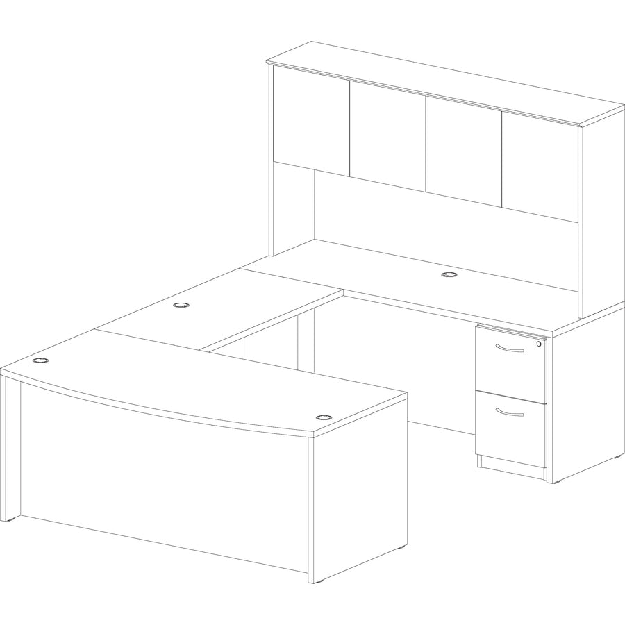 Image of Lorell Desk Shell, Bowfront, 72"x41-2/5"x29-1/2", Mahogany